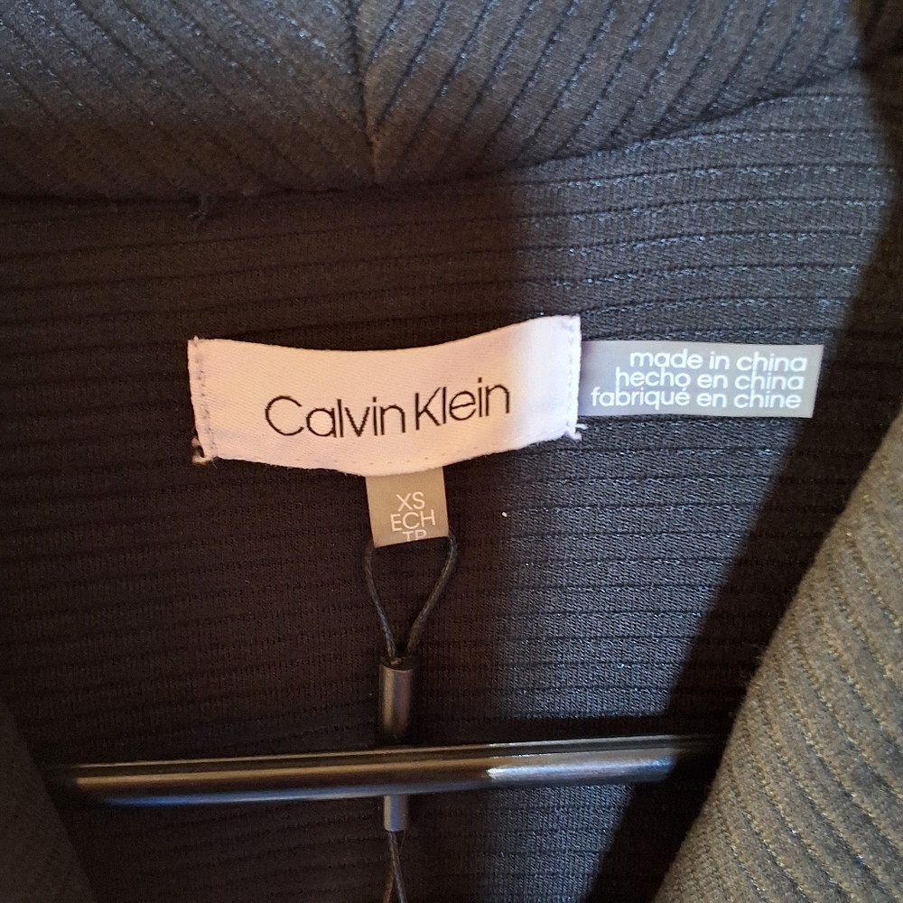 NWT CALVIN KLEIN TEXTURED FLY A WAY JACKET ZIP POCKETS - Picture 6 of 9
